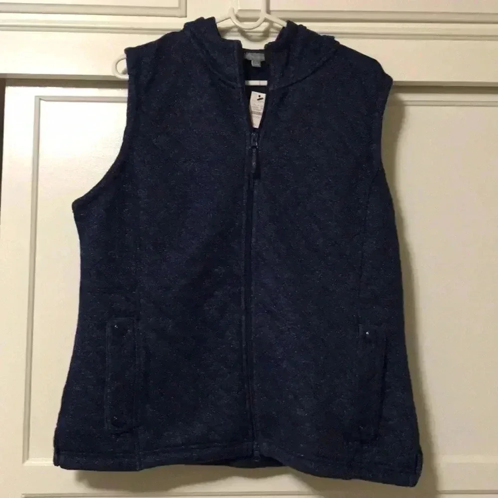 Talbots  Womes  Metallic Navy Vest  Sz PL